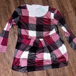 Plaid Long Maternity Shirt